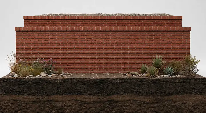 Brick masonry retaining wall