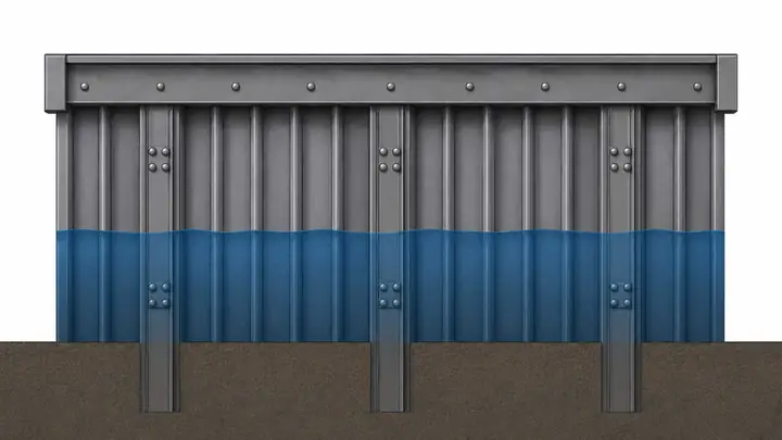 Steel sheet pile seawall