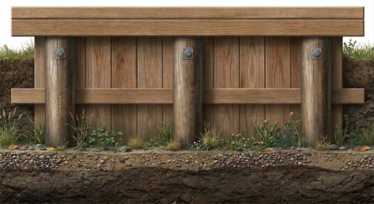 Treated timber retaining wall