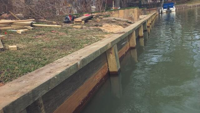 Construction of Durable Wood Bulkhead in Sugar Land, Tx